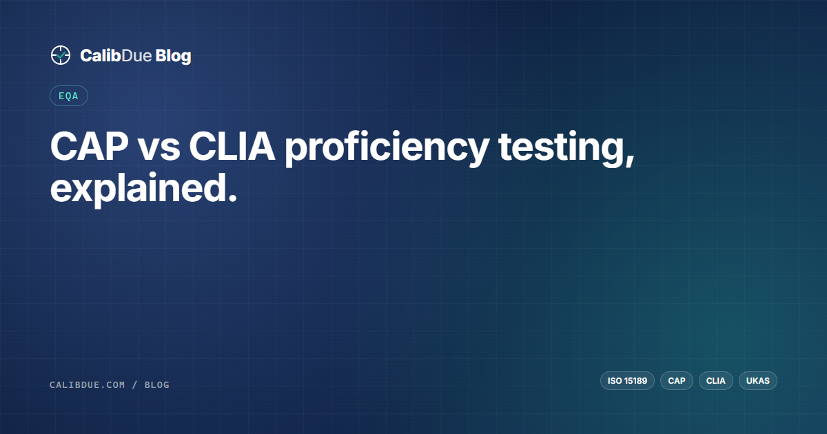 CalibDue blog hero — CAP vs CLIA proficiency testing