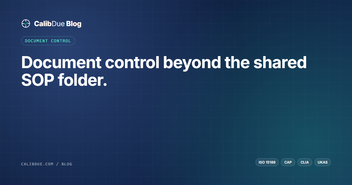 CalibDue blog hero — Document control for medical labs